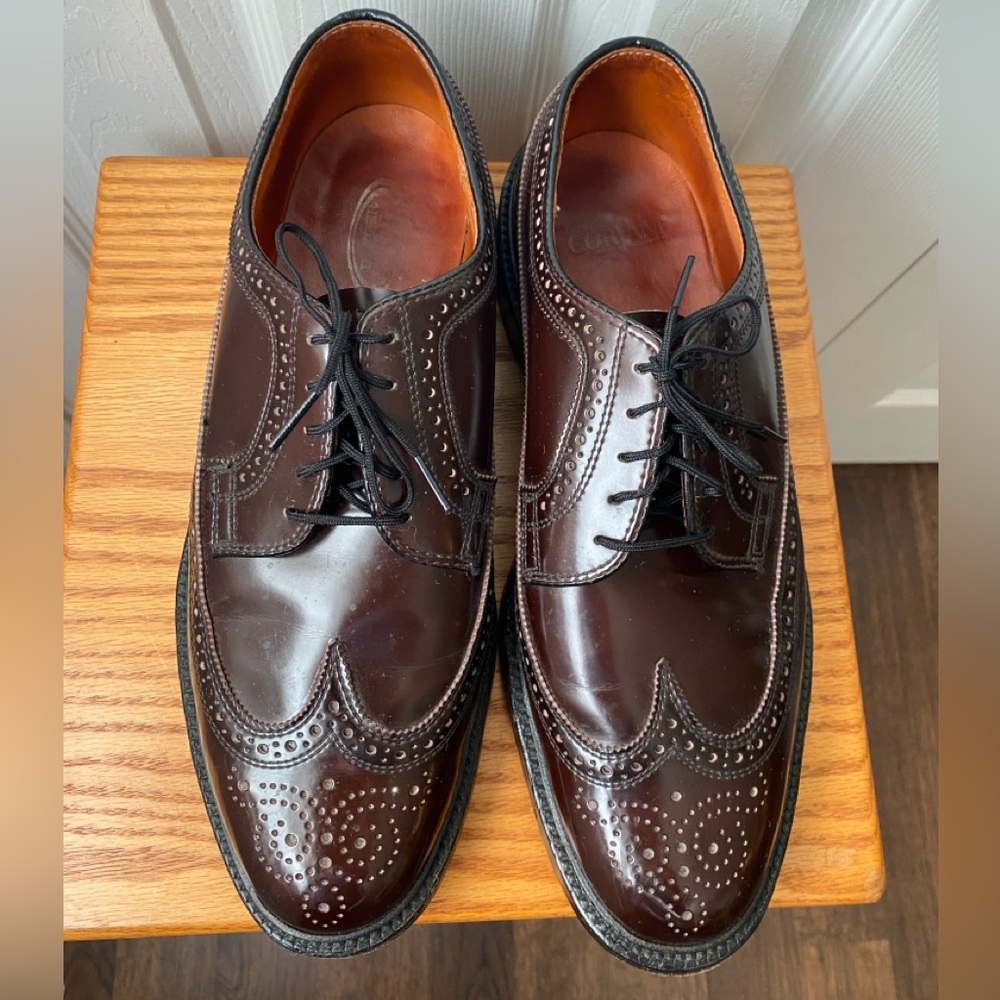 VINTAGE 1960s DEXTER Chancellors Burgundy Leather Wingtip Derby Shoes 9.5 E - Picture 3 of 15